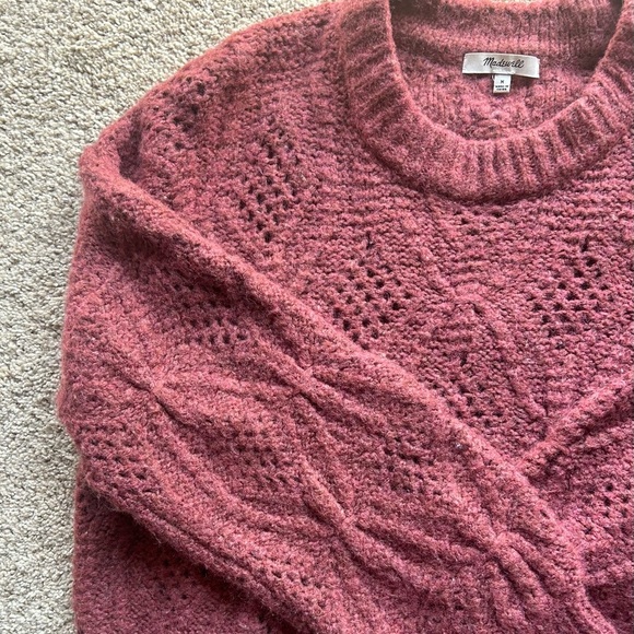 Madewell Women Open Knit Crewneck Sweater Size Medium - Picture 3 of 3